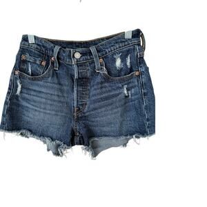 501’s Levi Sz.25  Blue Jean Shorts with Frayed Hem Daisy Dukes Festival Fair
